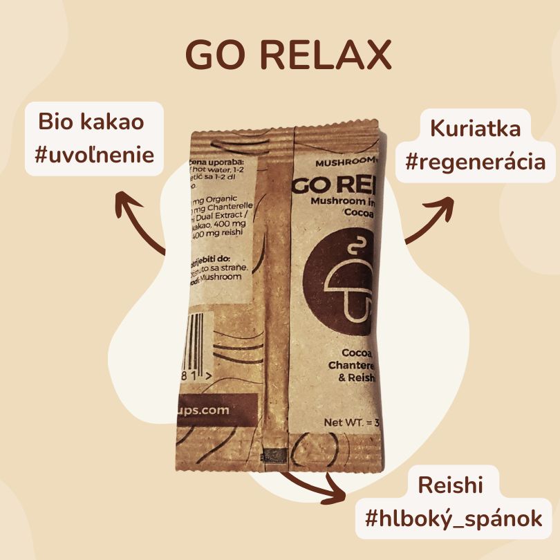Go Relax – organické instantné kakao s kuriatkami a reishi (10 porcií)